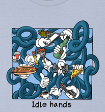 Load image into Gallery viewer, Idle hands do the devils dance - Relaxed Fit Tee (Serene Blue)
